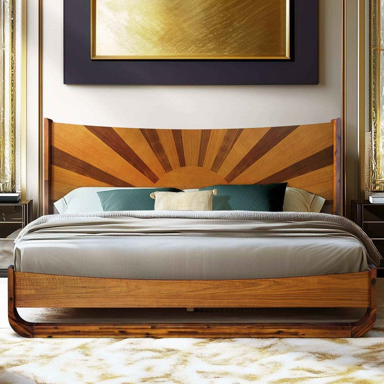 Sunset Solid Wood Bed Frame With Headboard by Megsu