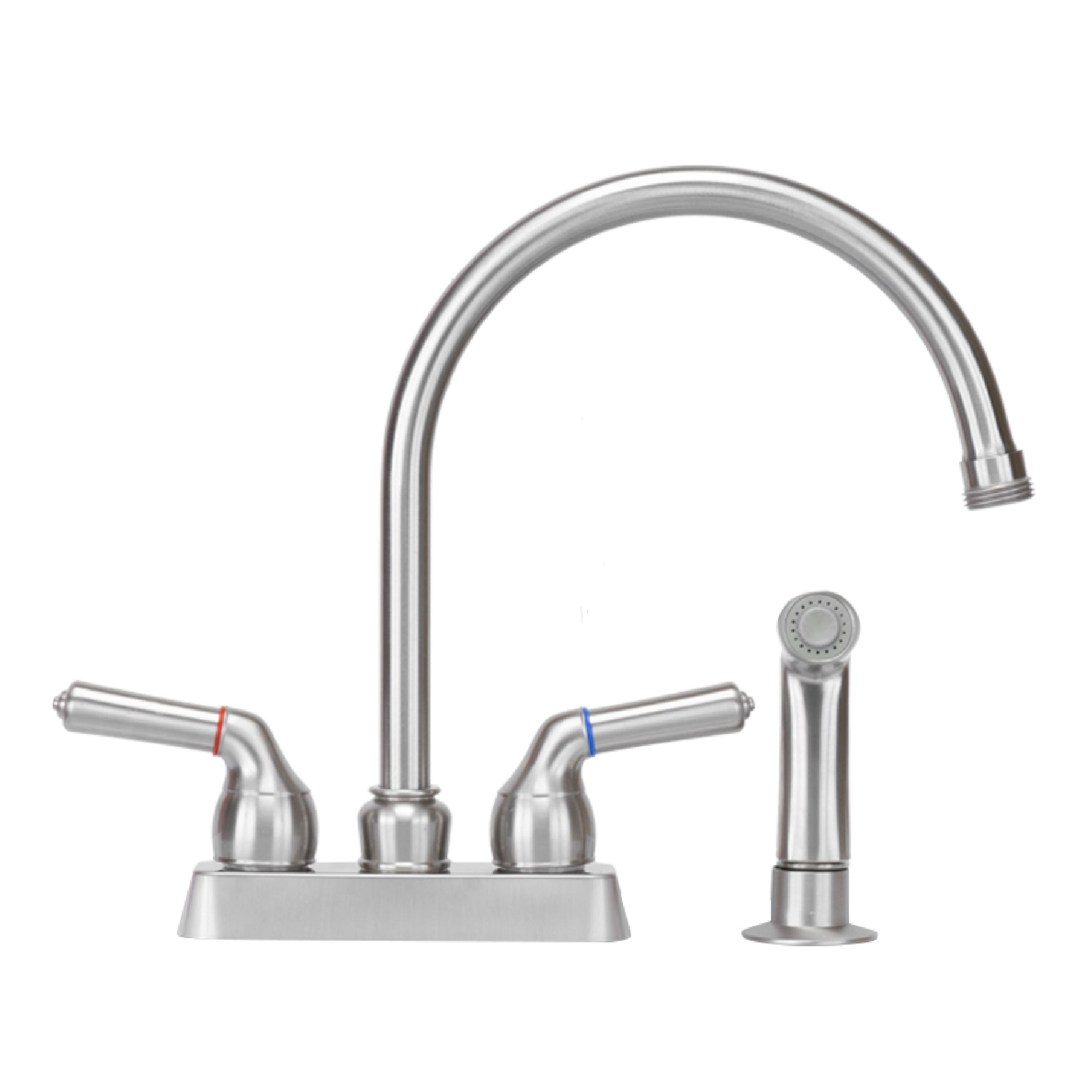 Tehila Stainless Steel Finish Gooseneck Faucet with Side Sprayer by Utility-Sink.com