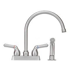 Tehila Stainless Steel Finish Gooseneck Faucet with Side Sprayer by Utility-Sink.com