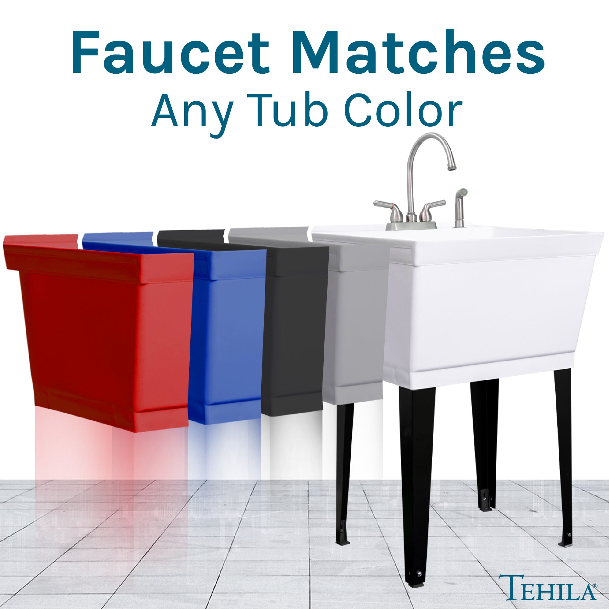 Tehila Stainless Steel Finish Gooseneck Faucet with Side Sprayer by Utility-Sink.com