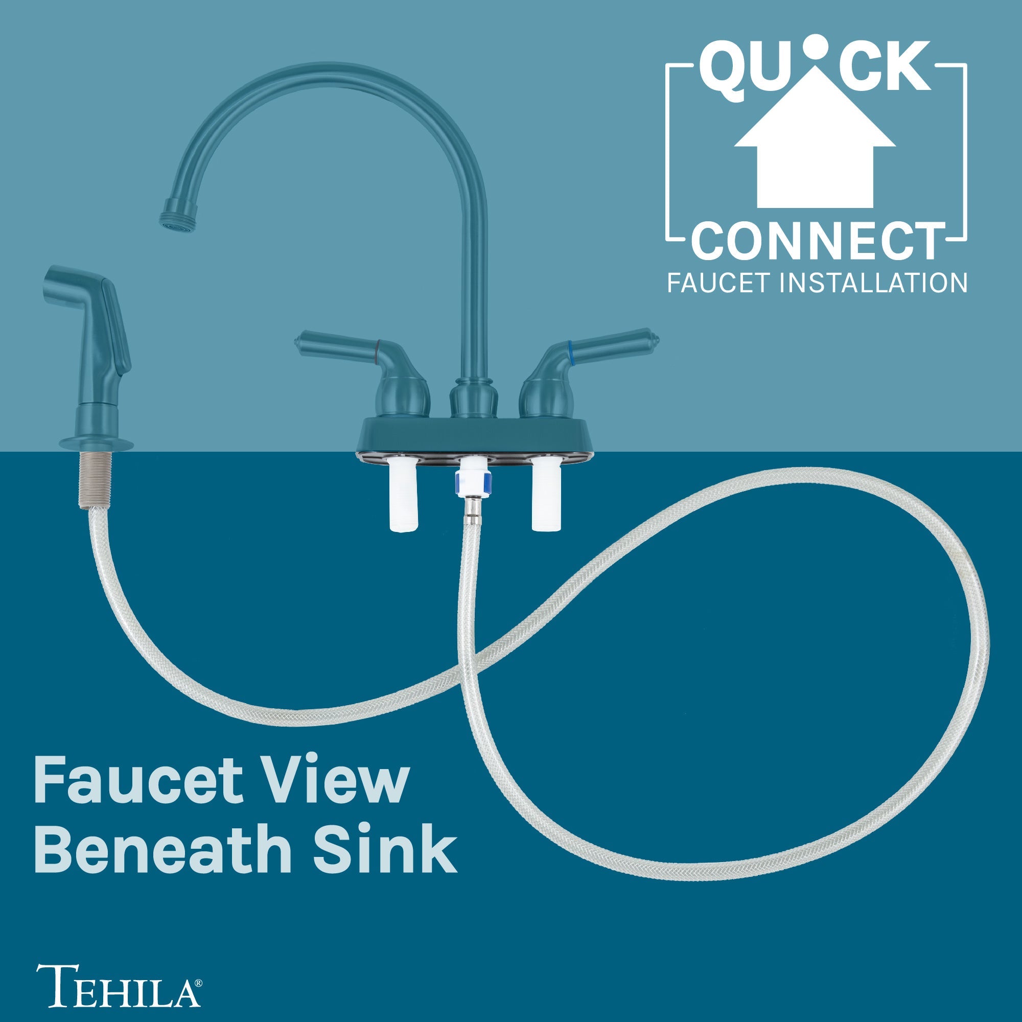 Tehila Stainless Steel Finish Gooseneck Faucet with Side Sprayer by Utility-Sink.com