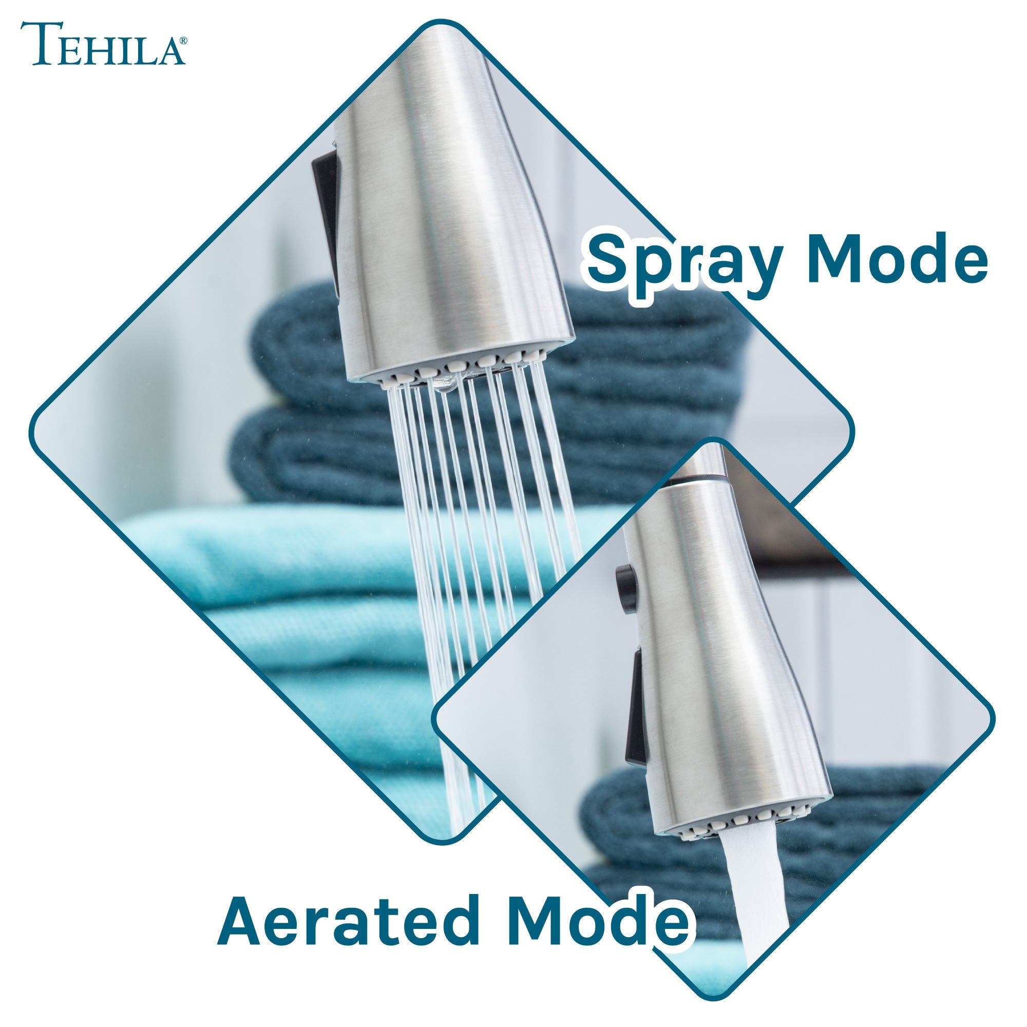Tehila Stainless Steel Finish Low Profile Pull-Down Faucet by Utility-Sink.com
