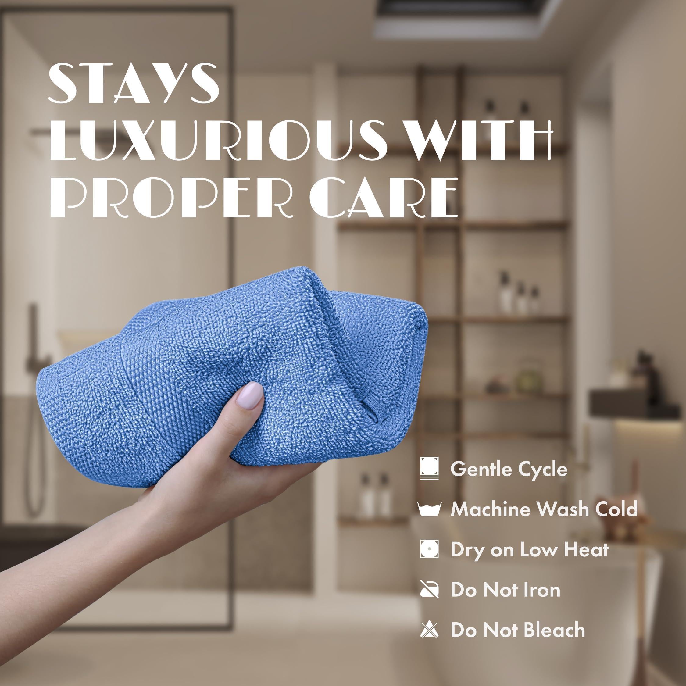 Light Blue Washcloths Set 12 Pack for Body Face Towel 12x12 Inch Cotton Wash Cloths Bulk Spa Fingertip Wash Clothes Soft Absorbent Gym Towels by Zamzamas