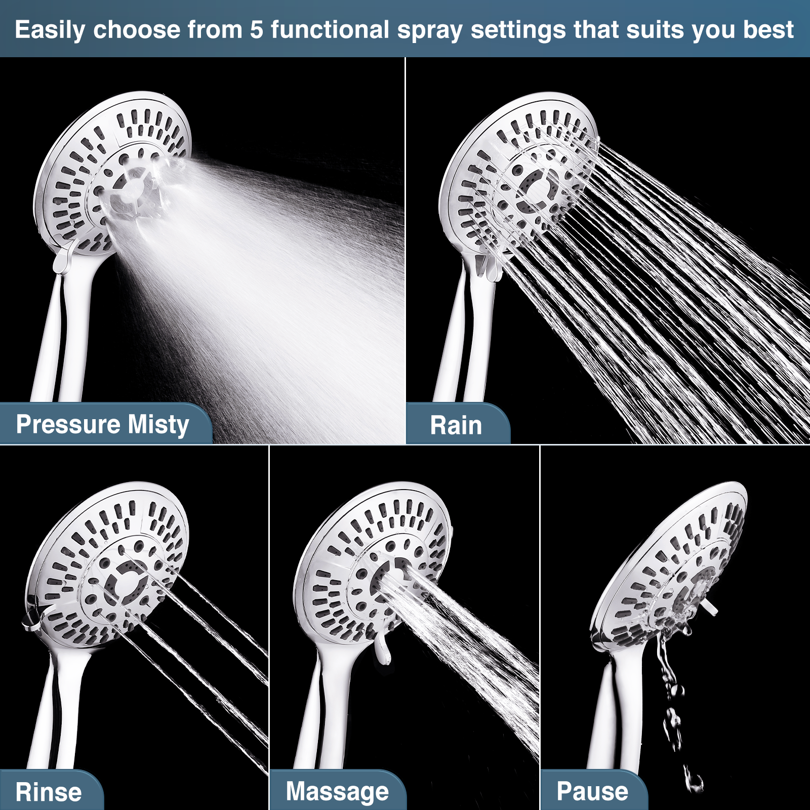 Shower Head Combo-Shower Head with Solid Brass Rail and Diverter by brightshowers