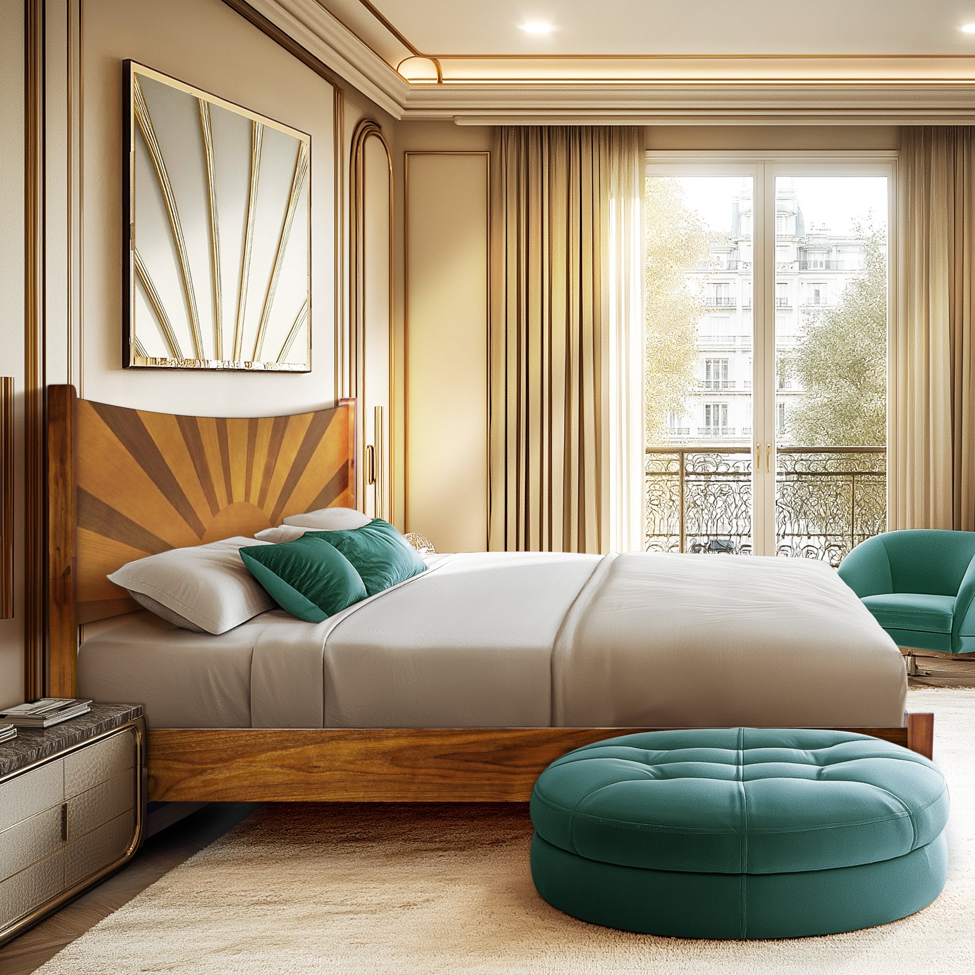 Sunset Solid Wood Bed Frame With Headboard by Megsu