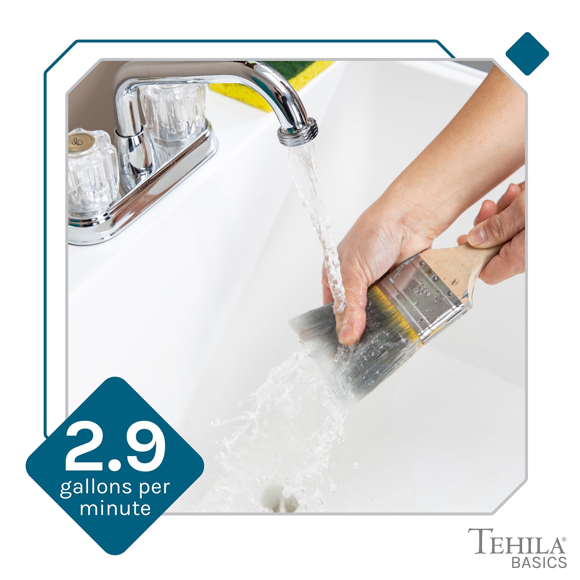 Tehila Basics Freestanding White Utility Sink with Chrome Finish Dual Handle Utility Faucet by Utility-Sink.com