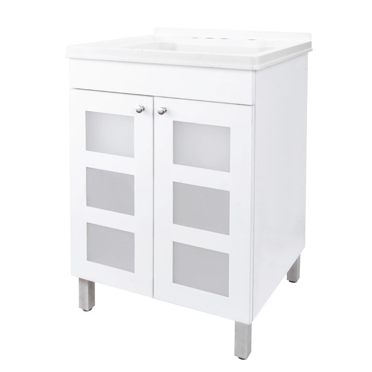 Tehila White Vanity Cabinet and White Utility Sink, No Supply Lines, No Strainer Basket by Utility-Sink.com