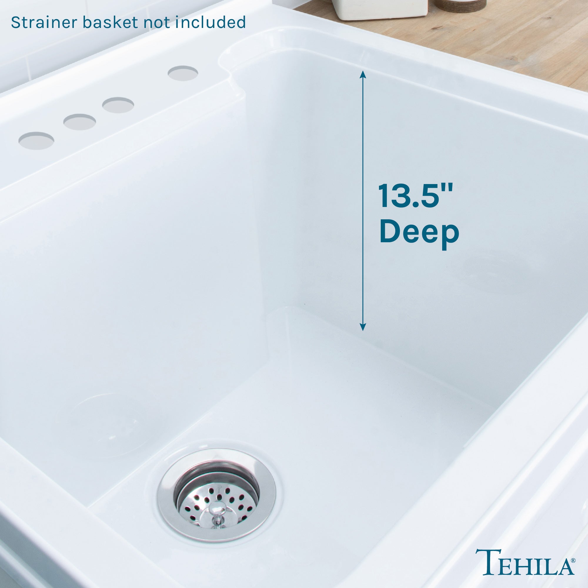 Tehila White Vanity Cabinet and White Utility Sink, No Supply Lines, No Strainer Basket by Utility-Sink.com