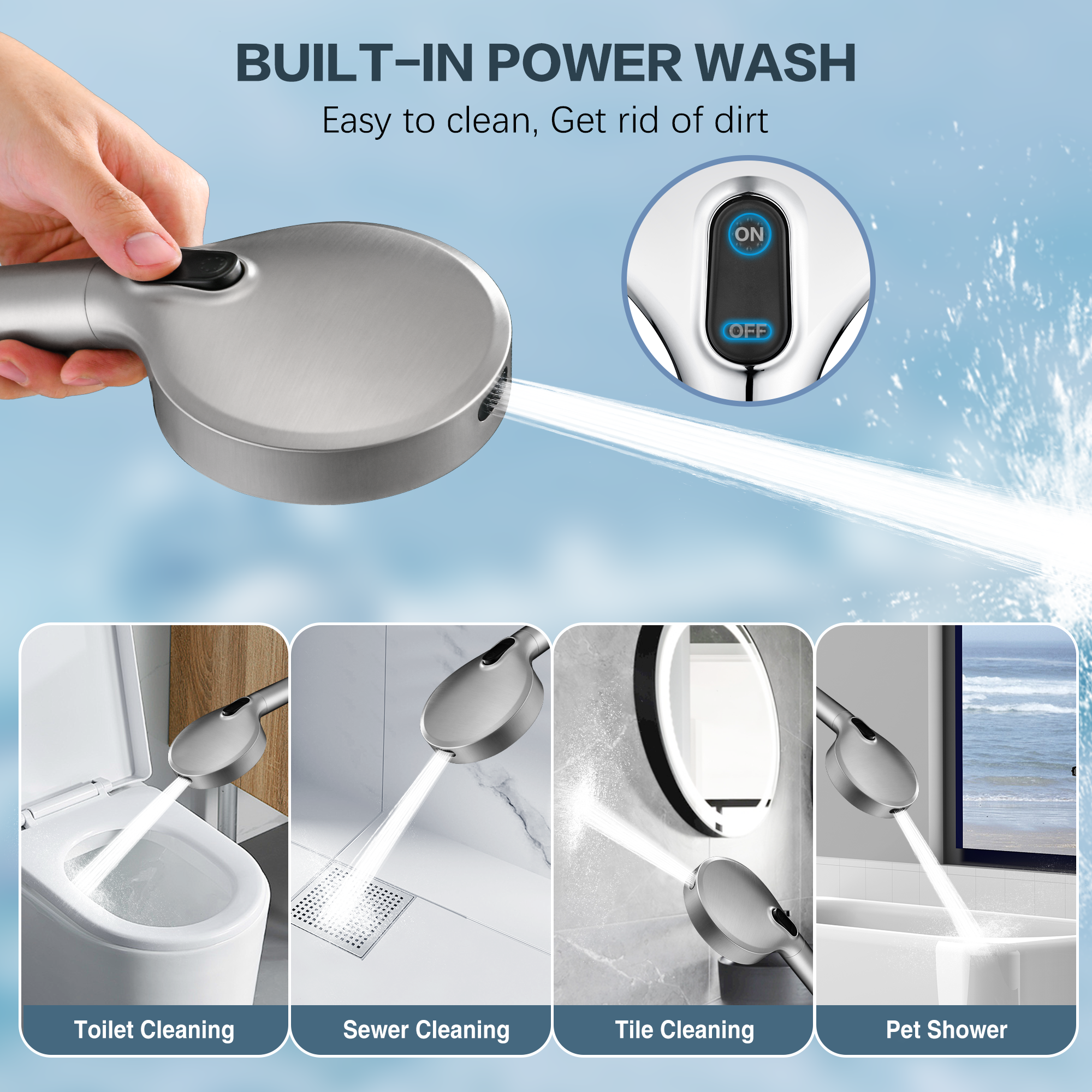 Filtered Shower Head with Handheld, High Pressure 9-Spray Showerhead with Hose and Bracket by brightshowers