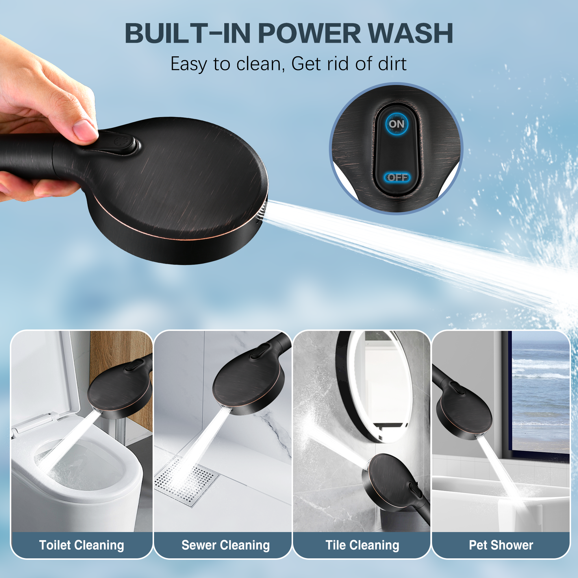 Filtered Shower Head with Handheld, High Pressure 9-Spray Showerhead with Hose and Bracket by brightshowers
