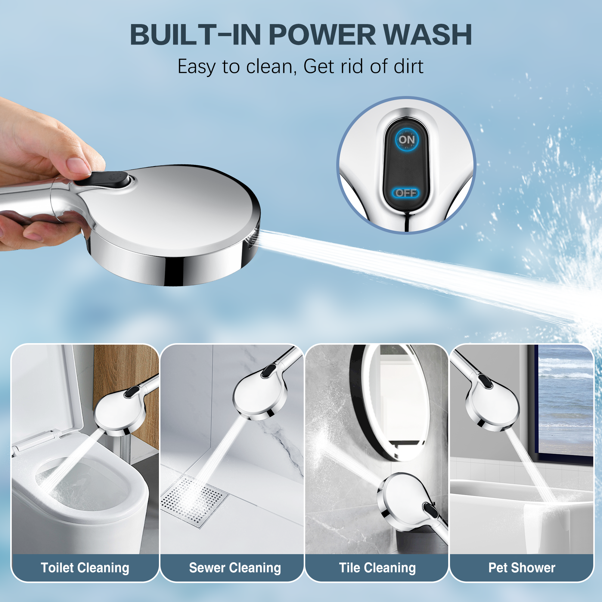 Filtered Shower Head with Handheld, High Pressure 9-Spray Showerhead with Hose and Bracket by brightshowers