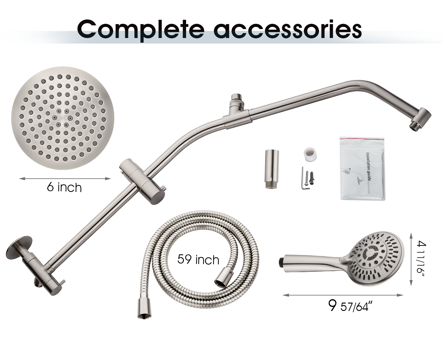 Shower Head Combo-Shower Head with Solid Brass Rail and Diverter by brightshowers