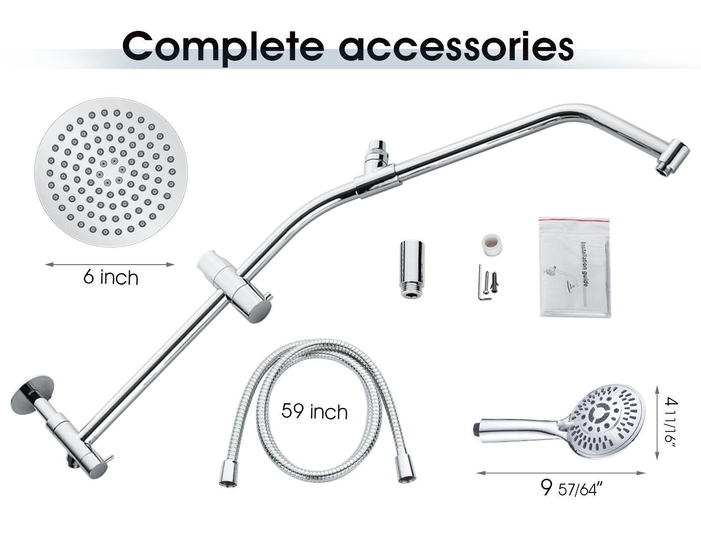 Shower Head Combo-Shower Head with Solid Brass Rail and Diverter by brightshowers