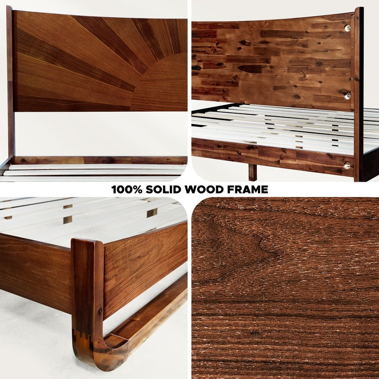 Sunset Solid Wood Bed Frame With Headboard by Megsu