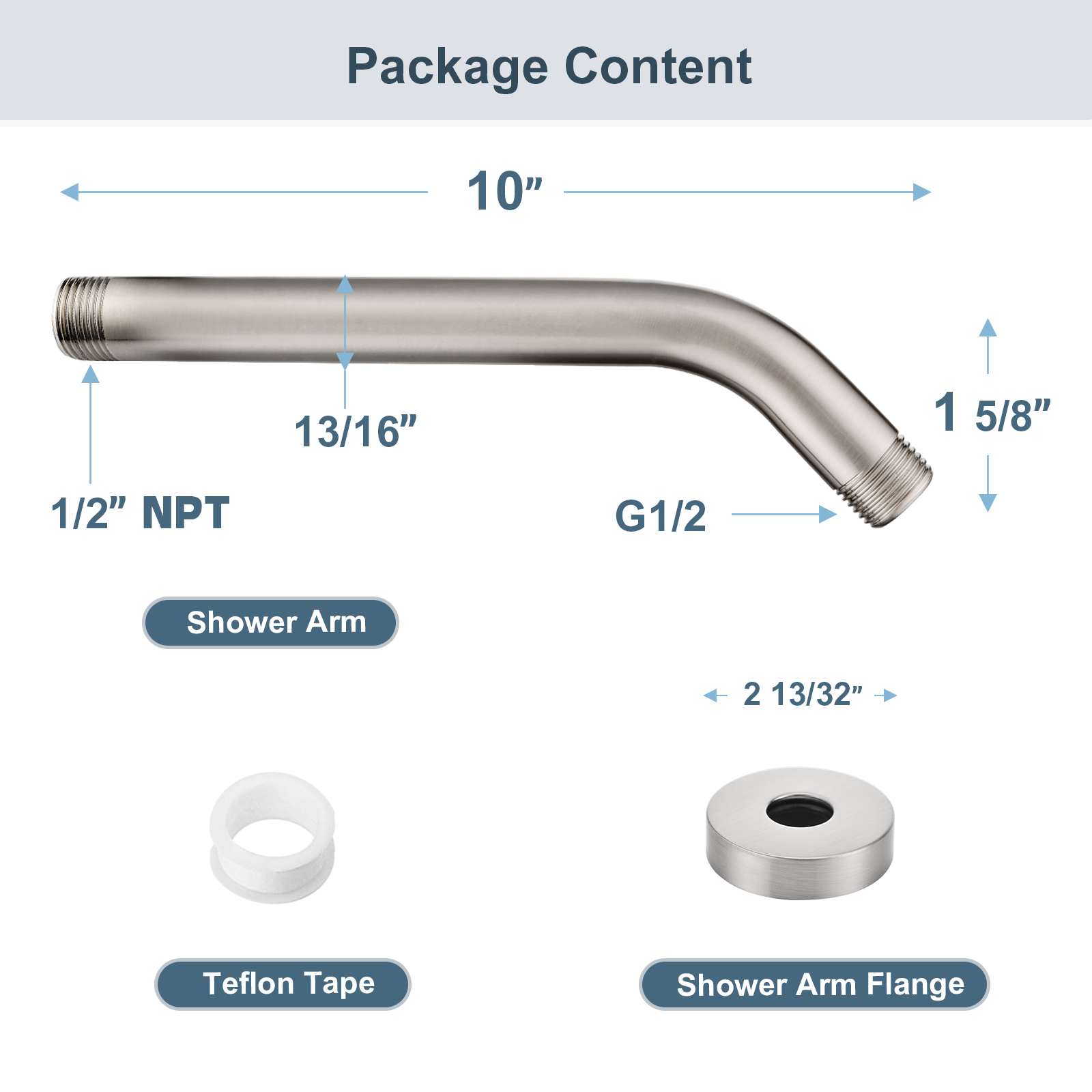 10 Inch Solid Brass Shower Head Extension Arm, Wall Mounted Shower Pipe Arm by brightshowers
