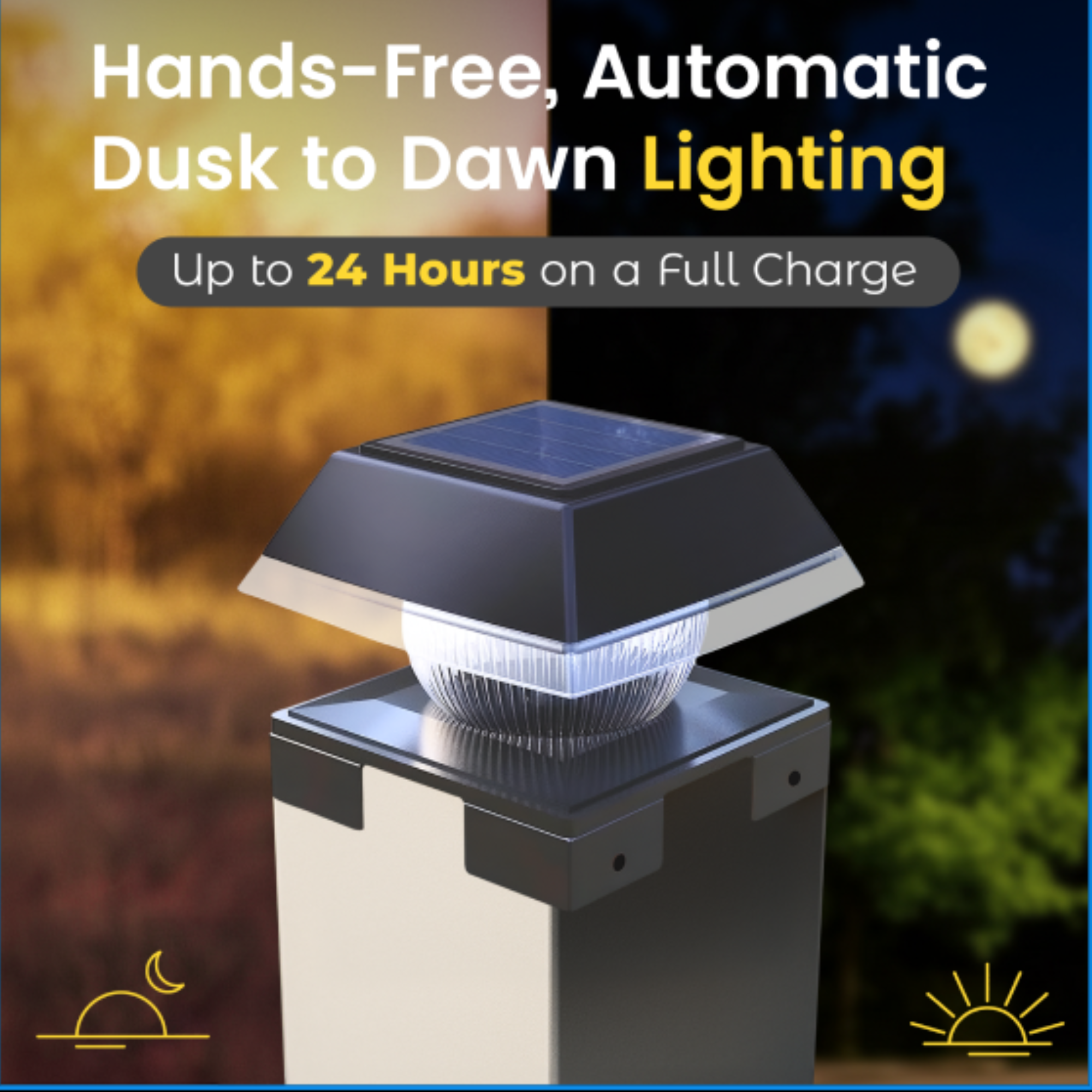 Solar Post Cap Lights Dual Mode ‎BICSGL-14 (2Pack) by Brighticonic