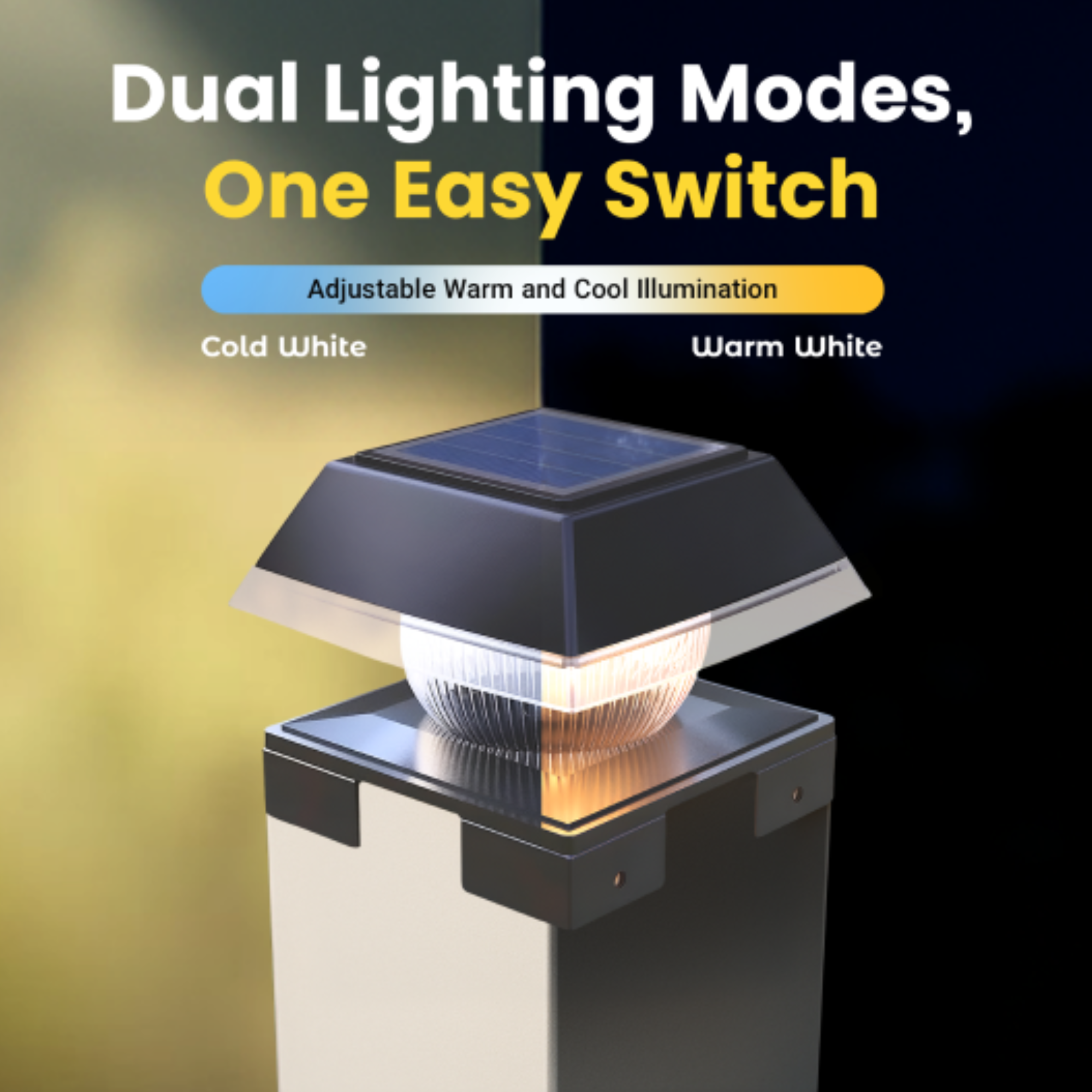 Solar Post Cap Lights Dual Mode ‎BICSGL-14 (2Pack) by Brighticonic