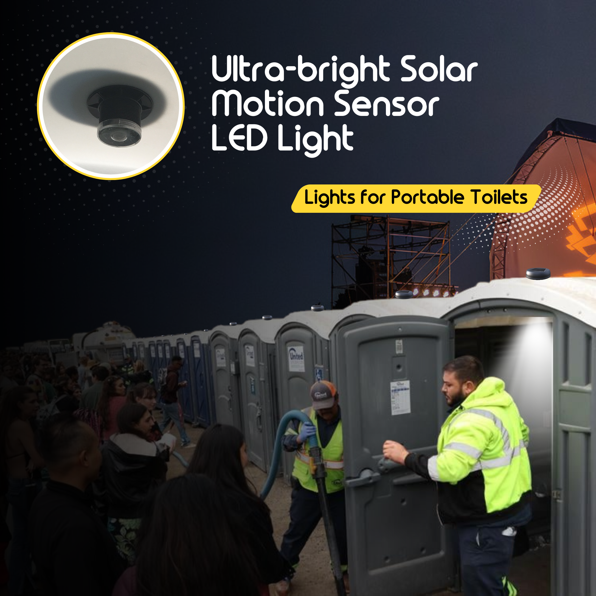 Porta potty solar lights with motion Sensor ‎BICSHL-06 by Brighticonic