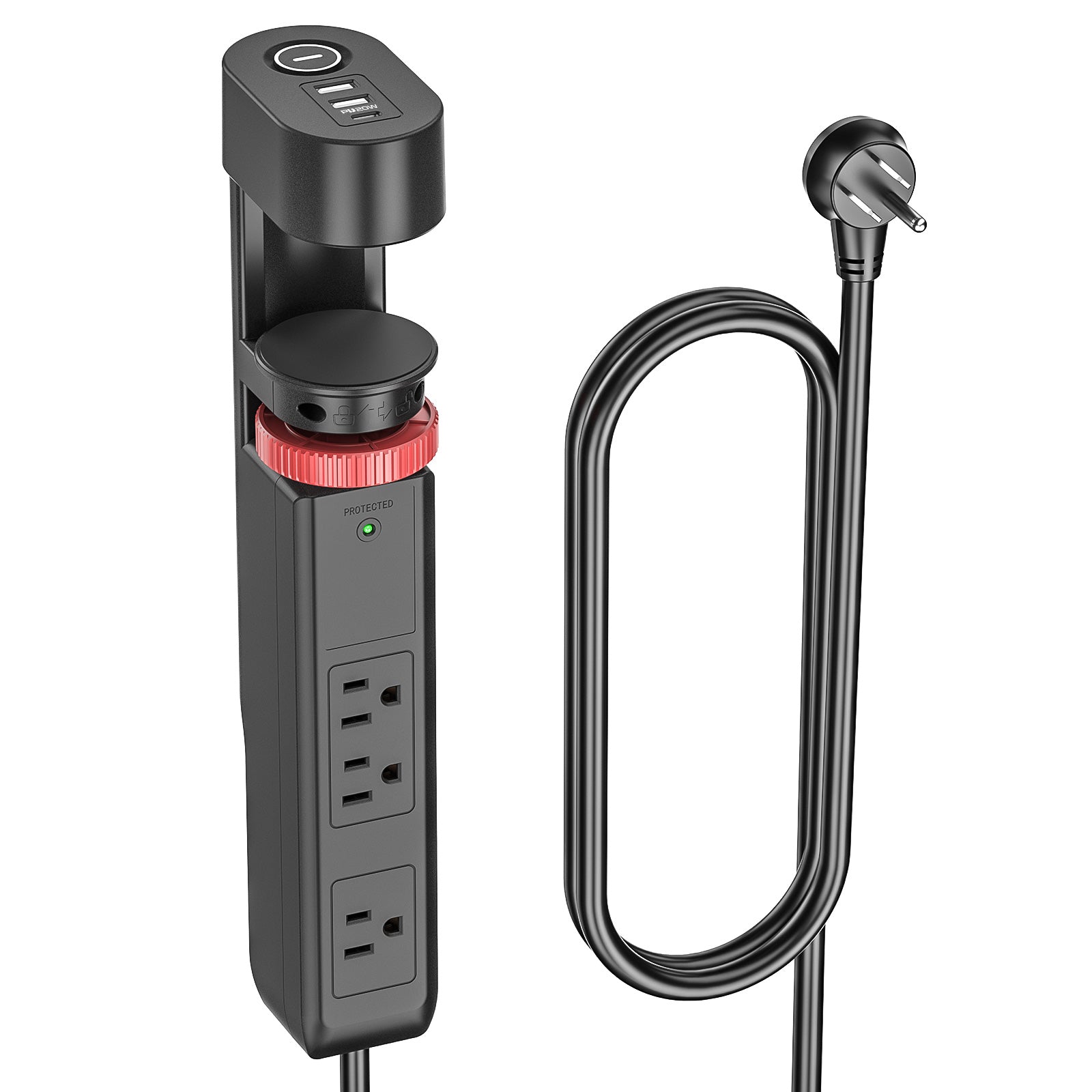 CRST Desk Clamp Power Strip | 3 Outlets + 3 USB (20W USB-C PD), 1020J Surge Protector by CRST
