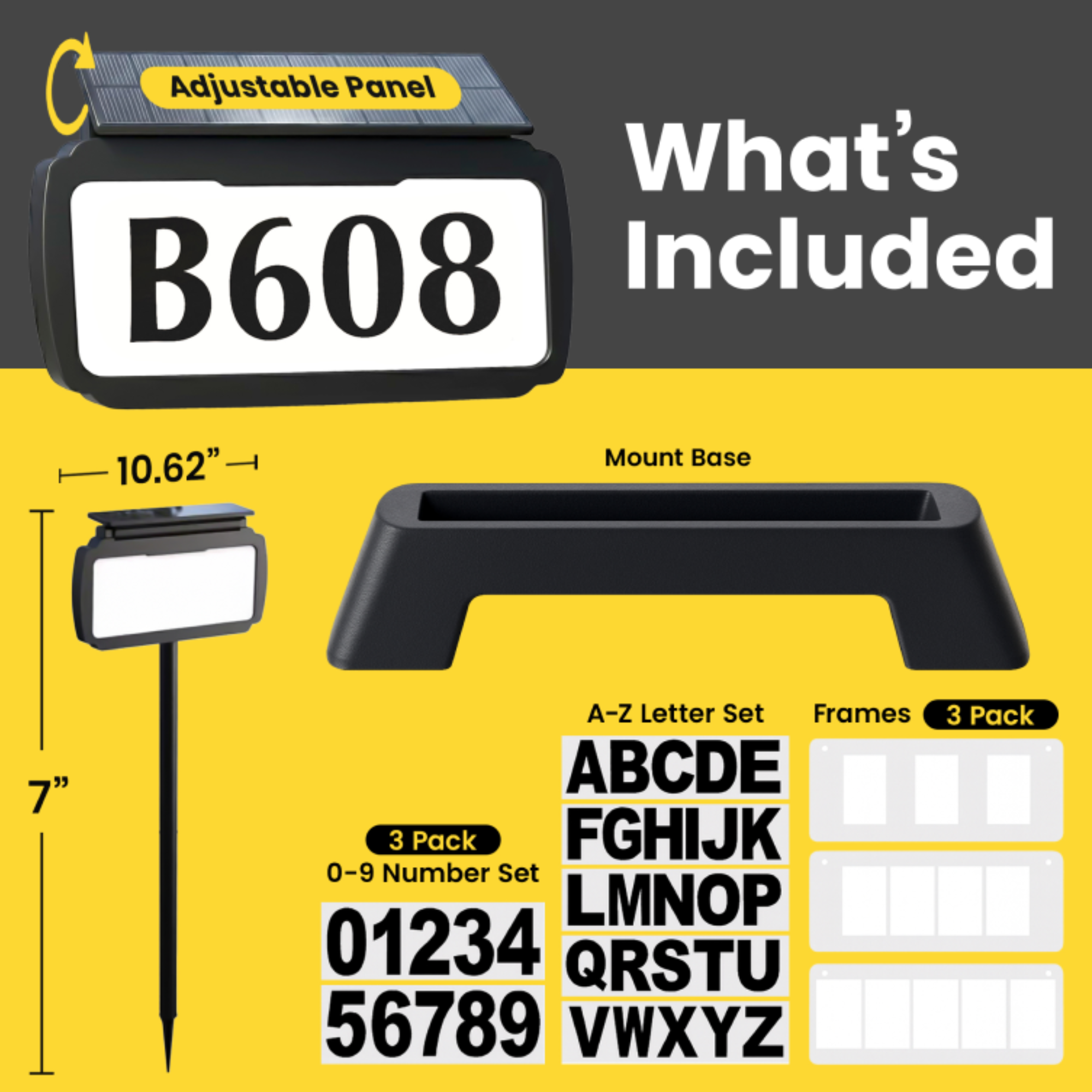 Address Sign House Number Solar Powered BICSSL-11 by Brighticonic