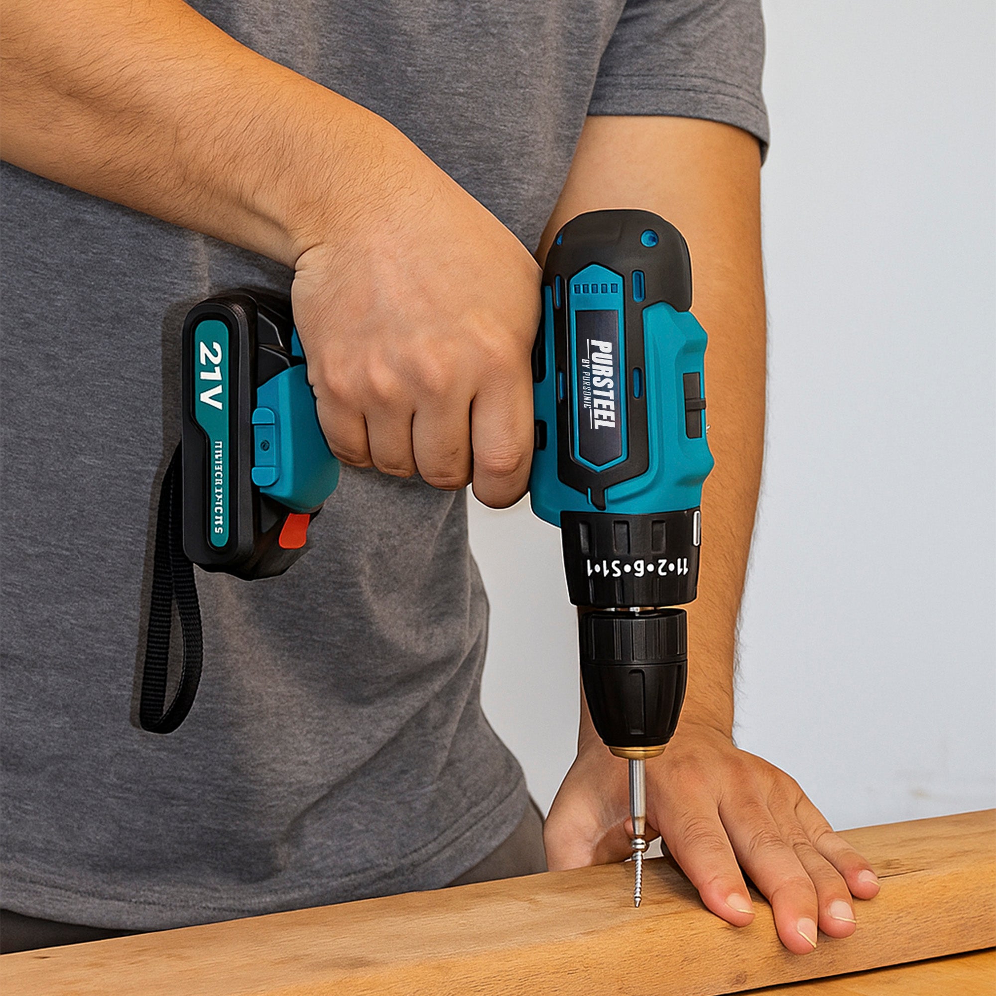 Pursonic 21V Rechargeable Cordless Drill 24 Piece Set – Compact Power for Home & DIY Projects by Pursonic
