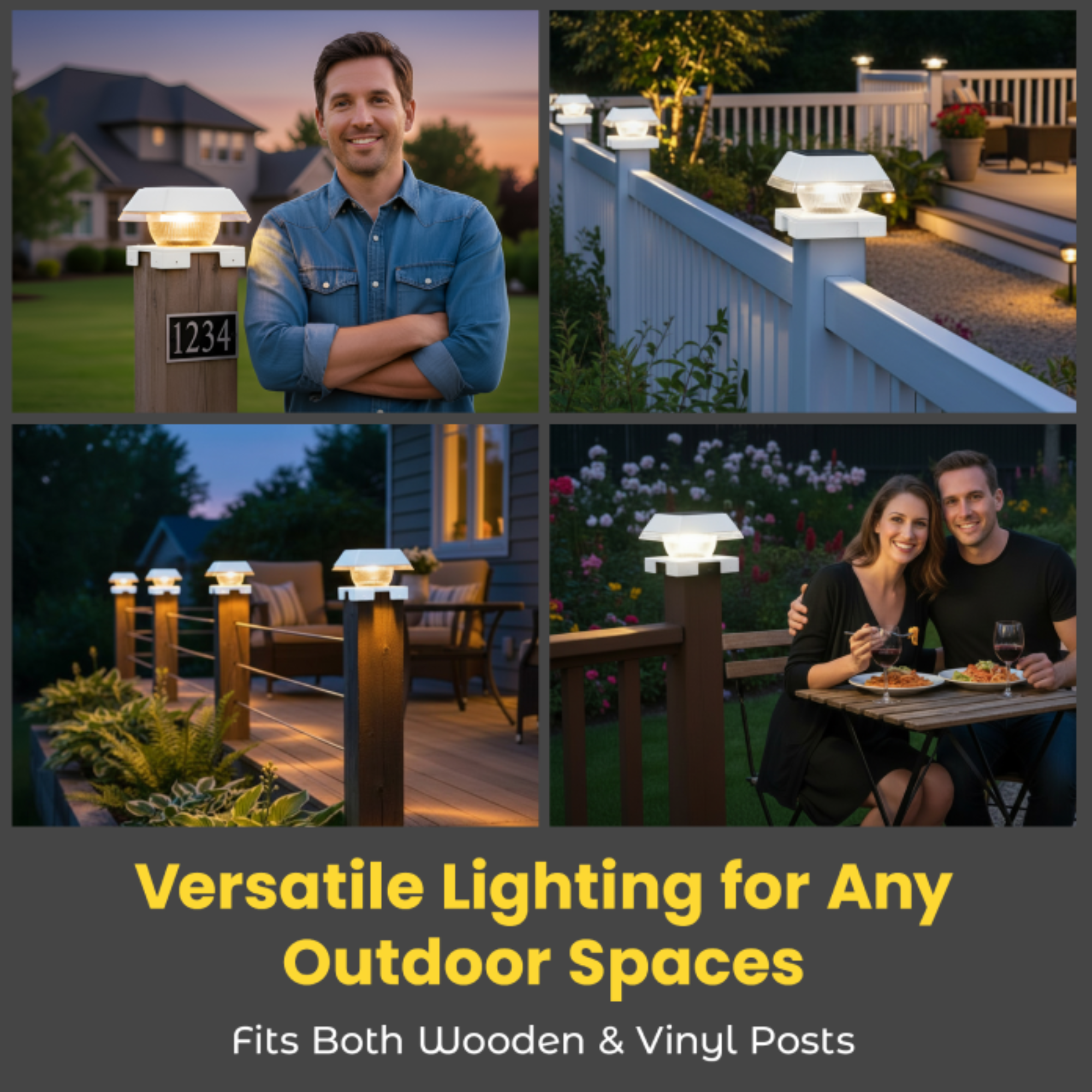 Solar Post Cap Lights Dual Mode ‎BICSGL-14 (2Pack) by Brighticonic