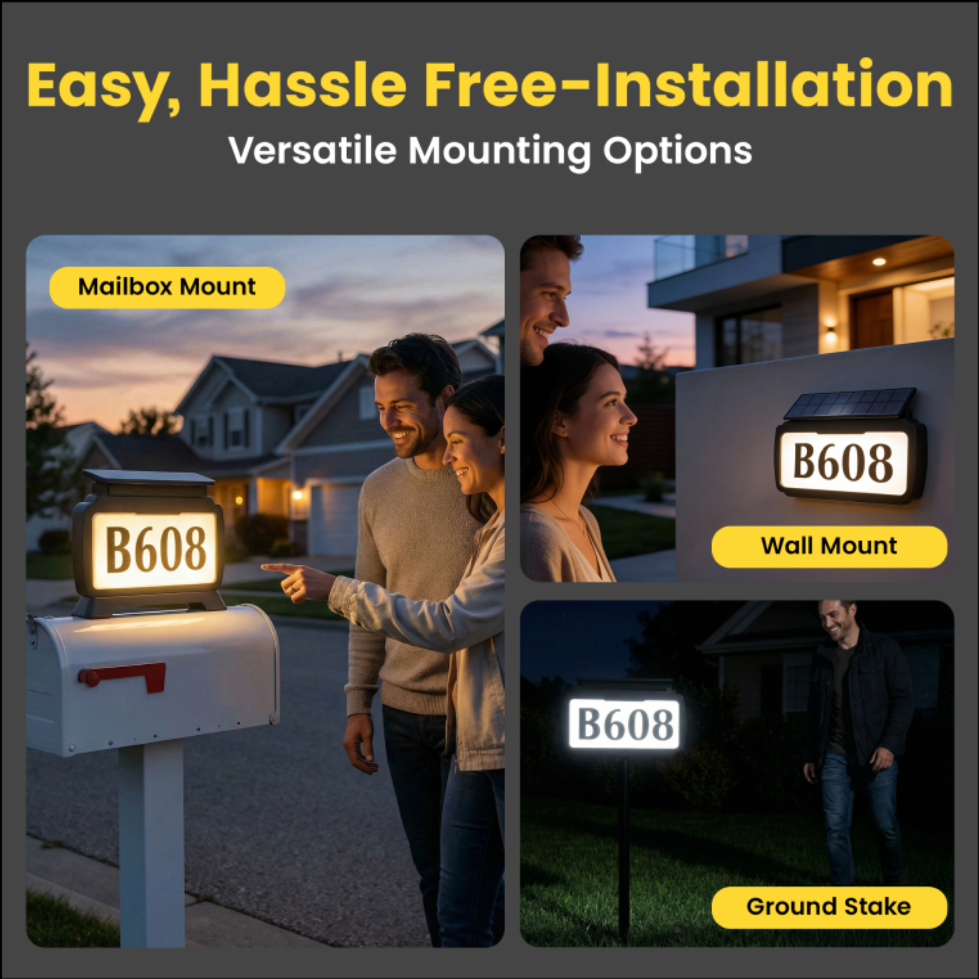 Address Sign House Number Solar Powered BICSSL-11 by Brighticonic