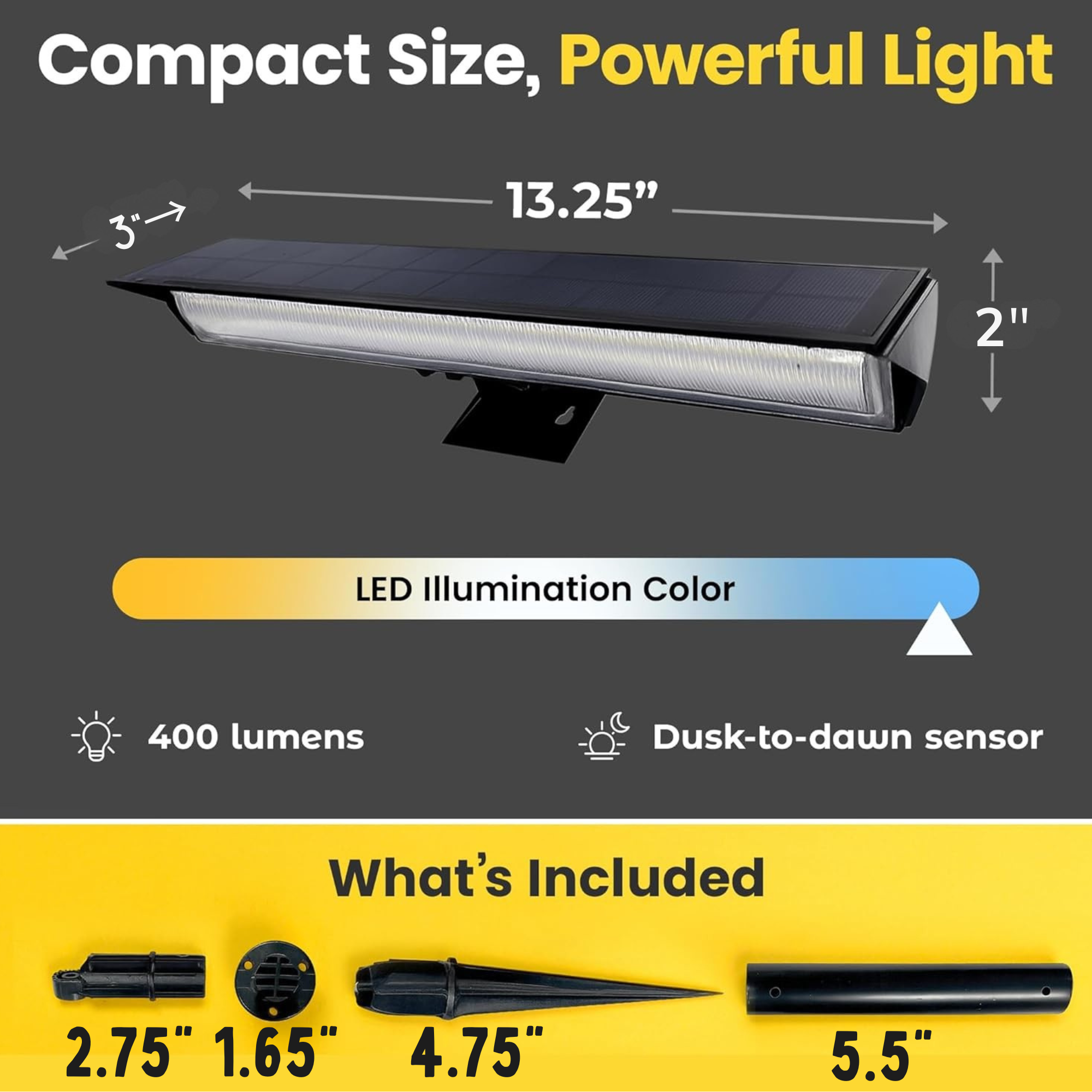 Solar Sign Light Flood Lights 13" BICSSL-02 by Brighticonic