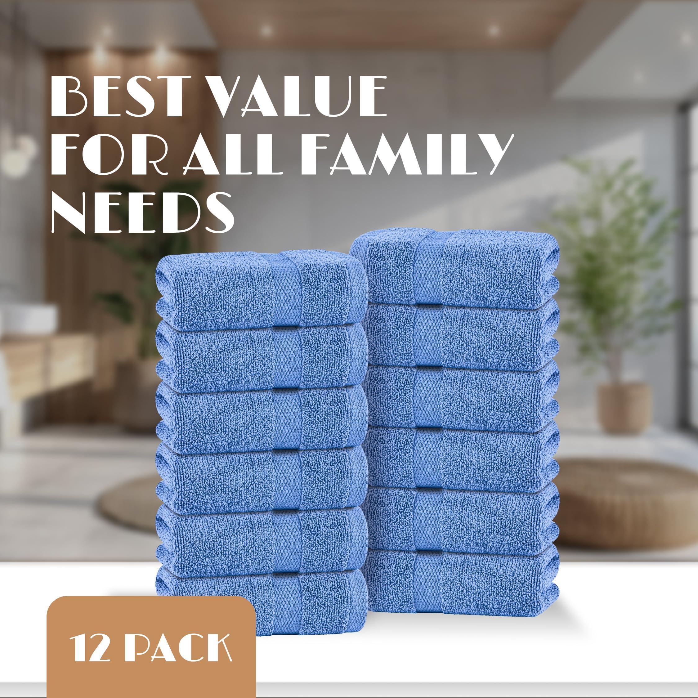 Light Blue Washcloths Set 12 Pack for Body Face Towel 12x12 Inch Cotton Wash Cloths Bulk Spa Fingertip Wash Clothes Soft Absorbent Gym Towels by Zamzamas