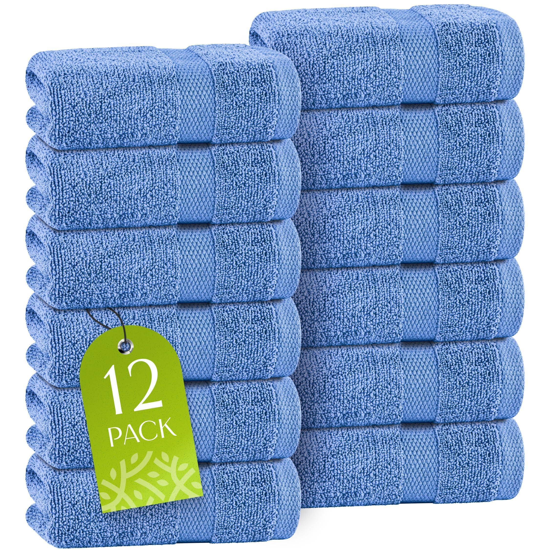 Light Blue Washcloths Set 12 Pack for Body Face Towel 12x12 Inch Cotton Wash Cloths Bulk Spa Fingertip Wash Clothes Soft Absorbent Gym Towels by Zamzamas