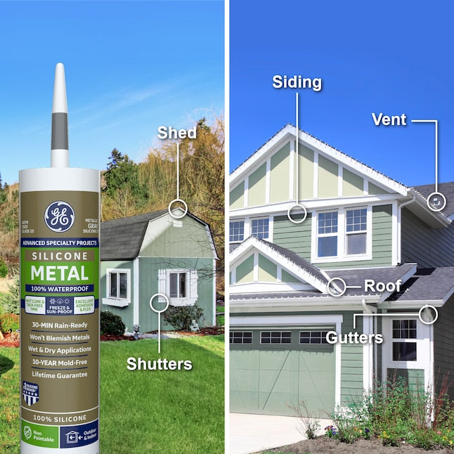GE Adv Silicone 2 Specialty Metal Caulk - Metallic Gray