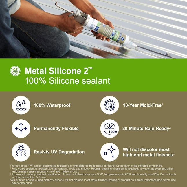 GE Adv Silicone 2 Specialty Metal Caulk - Metallic Gray