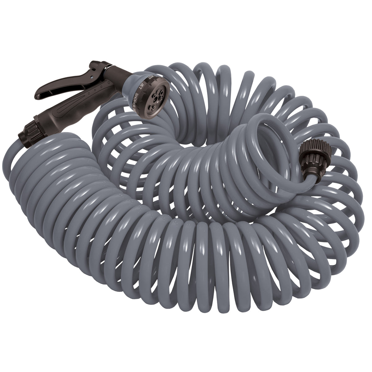 50' Gray Coil Hose w/8-Pattern Plastic Nozzle 27560 by Orbit Irrigation