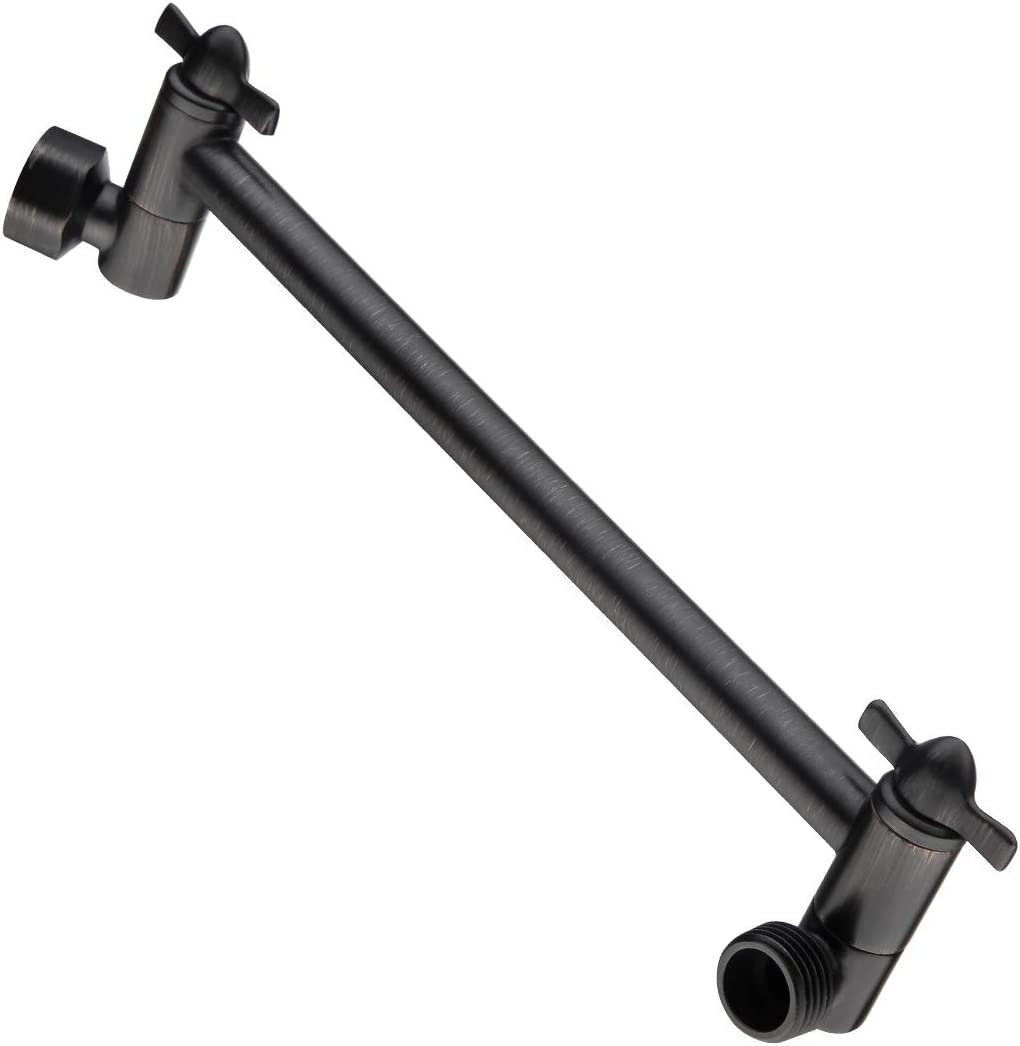 10 Inch Brass Shower Head Extension Arm, Height & Angle Adjustable by brightshowers