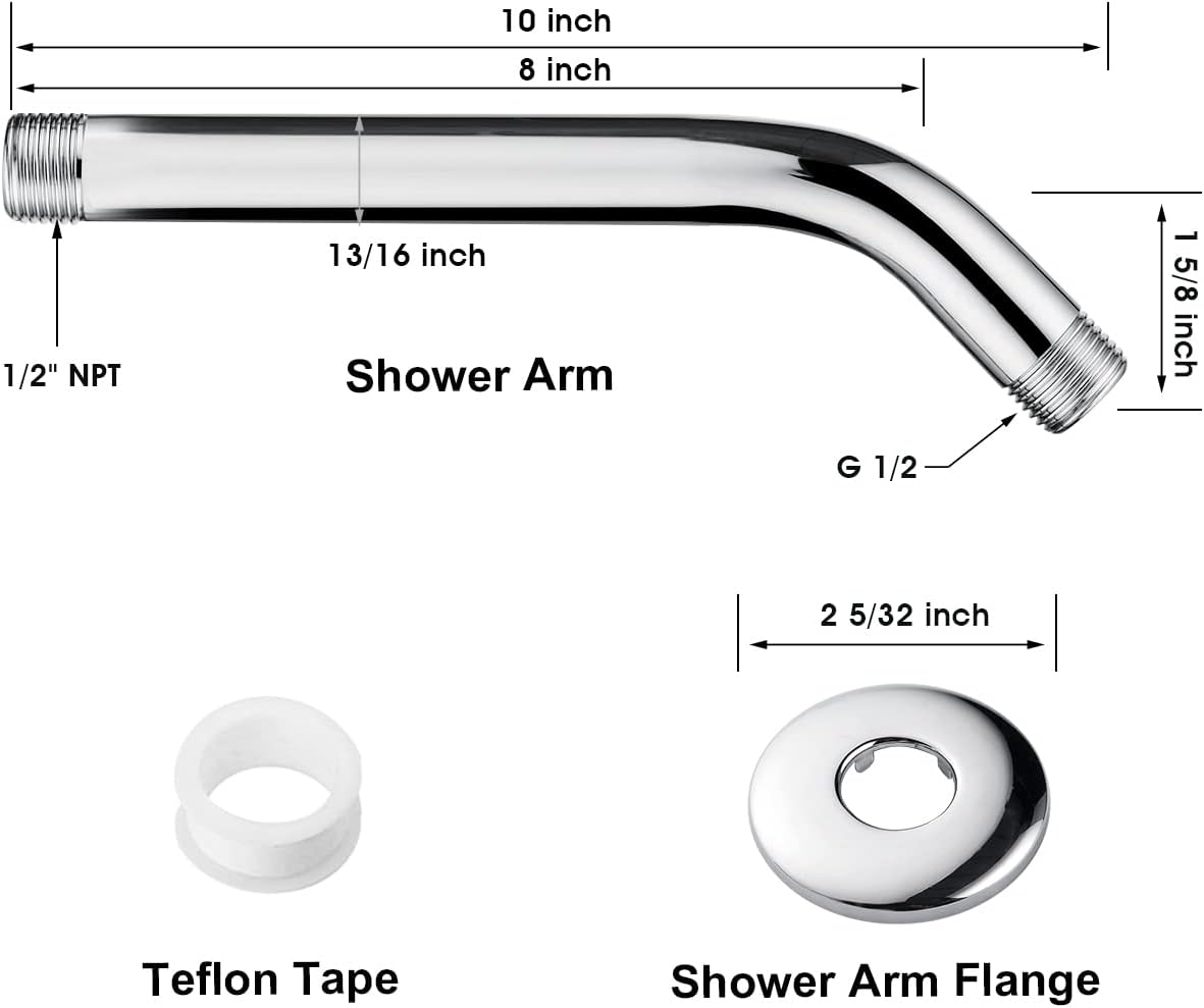 10 Inch Solid Brass Shower Head Extension Arm, Wall Mounted Shower Pipe Arm by brightshowers