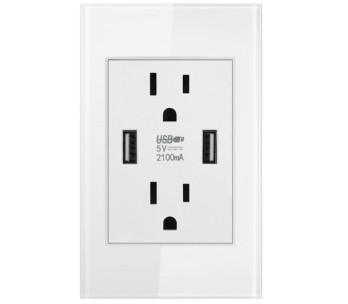Dual USB Wall Outlet Port 15A Power Socket Charger AC Receptacle Plate by Homemaintenancesupplies2