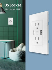 Dual USB Wall Outlet Port 15A Power Socket Charger AC Receptacle Plate by Homemaintenancesupplies2
