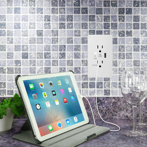 Dual USB Wall Outlet Port 15A Power Socket Charger AC Receptacle Plate by Homemaintenancesupplies2