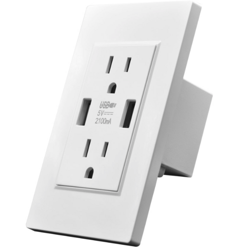 Dual USB Wall Outlet Port 15A Power Socket Charger AC Receptacle Plate by Homemaintenancesupplies2