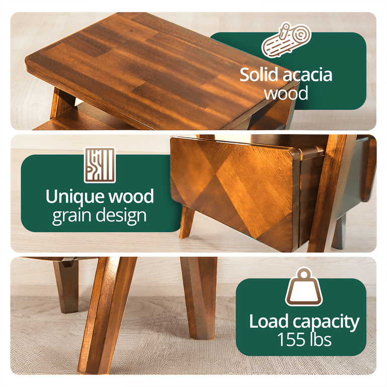 Rum Handcrafted Solid Wood Nightstand by Megsu