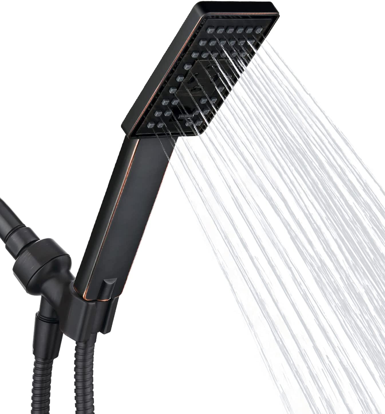 Square 3-Spray Handheld Shower Head Set with Hose and Shower Arm Mount Bracket by brightshowers