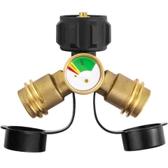 GASPRO Propane Splitter & Gauge, 2-Way for 5-20LB Tanks, Heaters, by Homemaintenancesupplies2
