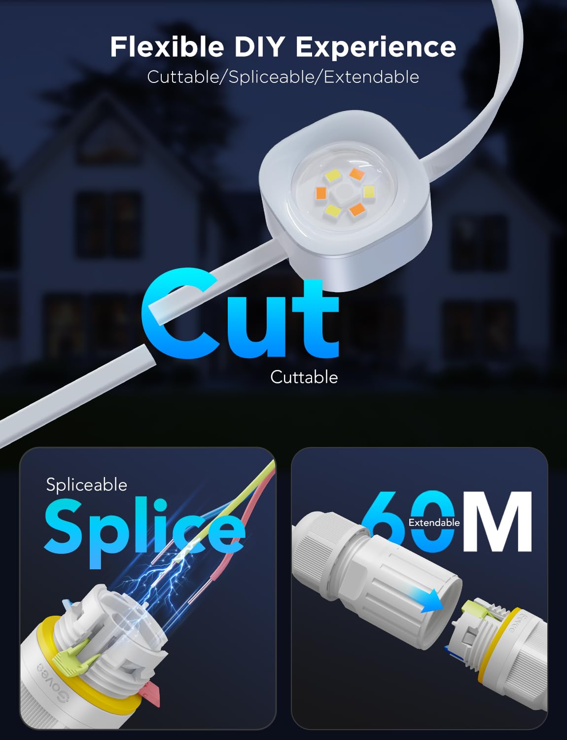 Govee Permanent Outdoor Lights Pro, 200ft with 120 RGBIC LED Lights, White by Homemaintenancesupplies.com