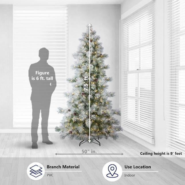 Holiday Living 7.5ft Flocked Pre-lit Artificial Christmas Tree