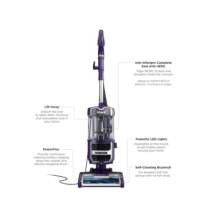 Shark Lift-Away PowerFins Pet Vacuum: Self-Cleaning HEPA Filter