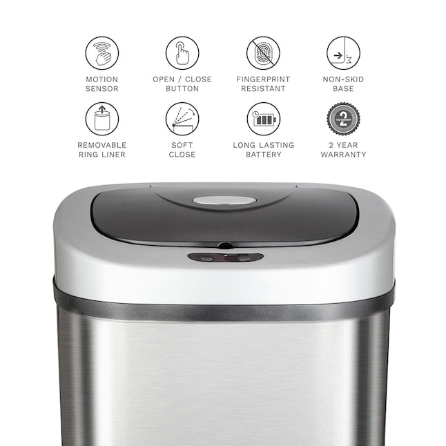 NINESTARS 21.1 Gallon Motion Sensing Trash Can - Stainless Steel