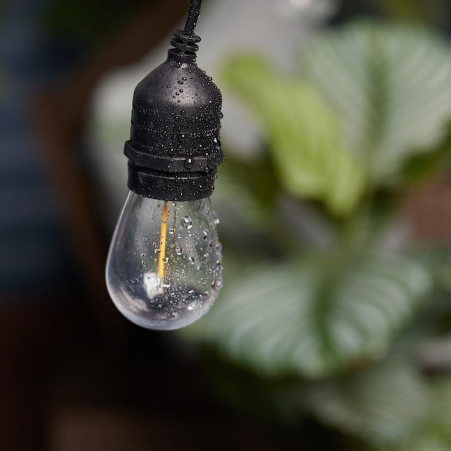27ft Solar Black Indoor/Outdoor String Light with 10 White LED Bulbs