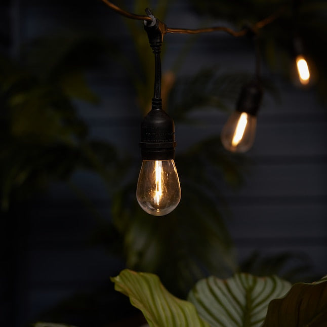 27ft Solar Black Indoor/Outdoor String Light with 10 White LED Bulbs