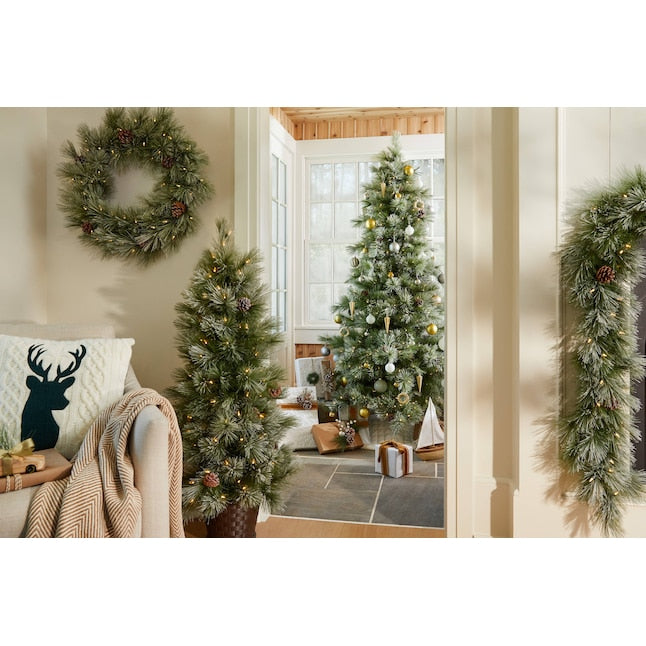 Holiday Living 7.5ft Flocked Pre-lit Artificial Christmas Tree