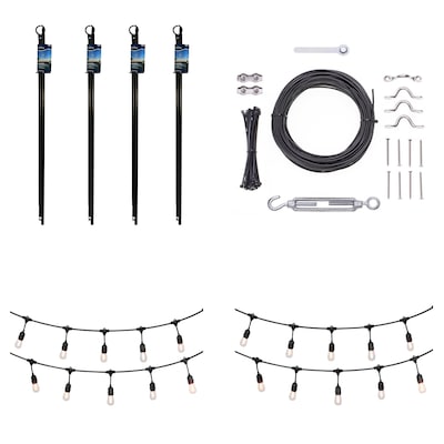 27ft Solar Black Indoor/Outdoor String Light with 10 White LED Bulbs